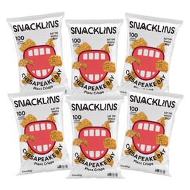 SNACKLINS Plant Based Crisps Family Sized Bag - Gluten Free, Grain Free, Plant Based Crisps, 100% Kosher, Low Calorie and No Added Sugar, Crunchy, Puffed Snack - Chesapeake Bay - 3oz Bag (Case of 6)