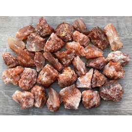 GAF TREASURES Wholesale Calcite Rough Natural Stones - Bulk Raw Crystals for Decor, Tumbling, Cabbing, Polishing, Fountain Rocks, Wicca, and Reiki Crystal Healing (Red Calcite, 10 Pounds)