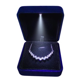GBYAN Pendant Necklace Box with LED Light Necklace Gift Box Velvet Jewelry Display Case for Proposal Engagement Wedding Birthday Valentine's Day,Blue