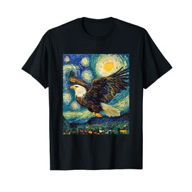 Bald Eagle Bird - Van Gogh Style - Starry Night T-Shirt