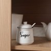 HAOTOP Farmhouse Porcelain Sugar Bowl with Lid and Spoon 12oz,Easy