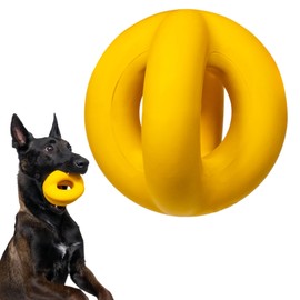 WoofBite Indestructible Dog Ball - Lifetime Replacement - Durable Dog Toy for Aggressive Chewers - Safe, Non-Toxic Natural Rubber - Chew, Tug & Fetch - Tough, Heavy Duty Chew Toy - 4” (Softball Size)
