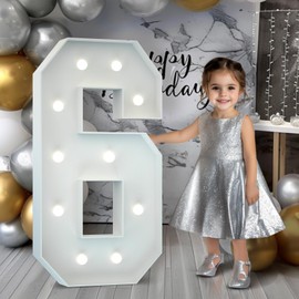 4ft white light marquee number 6