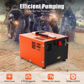 PCP Air Compressor, Car 12V DC or Home 120V AC High Pressure Air Compressor with a Transformer, 250W 0.75HP High Pressure Air Pump for PCP Airguns, Air Rifles, and Paintball HPA Tanks