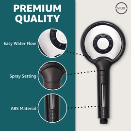 ShowerHead Without Hose PP Filter Without Hose, Black MILOT Shower Head (MILOTSH05) (PP Filter Without Hose, Black)