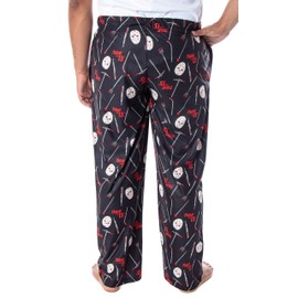 Friday The 13th Men's Jason Hockey Mask Allover Pattern Lounge Sleep Pajama Pants (3X-Large)