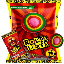 Rockaleta Paleta 18 paletas de 24 gramos cada una.