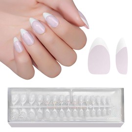 Jsiallye Milky White French Tip Press On Nails, 240Pcs French Gel Nail Tips,Short Almond Pre-lasting Soft Gel Nail, No Need to File 4 in 1 Nail Tips,Soak off Acrylic Fake Nail Extensions 15 Sizes