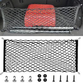 Cargo Net Stretchable Cargo Net Pocket Storage Mesh Net Adjustable Elastic Trunk Storage Net with Screws/Hook Automotive Cargo Nets Storage Pouch for Truck Car SUV Boats(SIZE:43.3x15.8in)