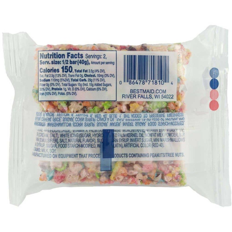 Unicorn Crispy Bar, Marshmallow Fruity Rice Cereal Treat, Chewy Candy