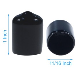 Acocony 11/16 Inch Rubber Cap Round Rubber End Caps PVC Flexible Protector Plastic Plugs for Round Holes Black Pack of 12
