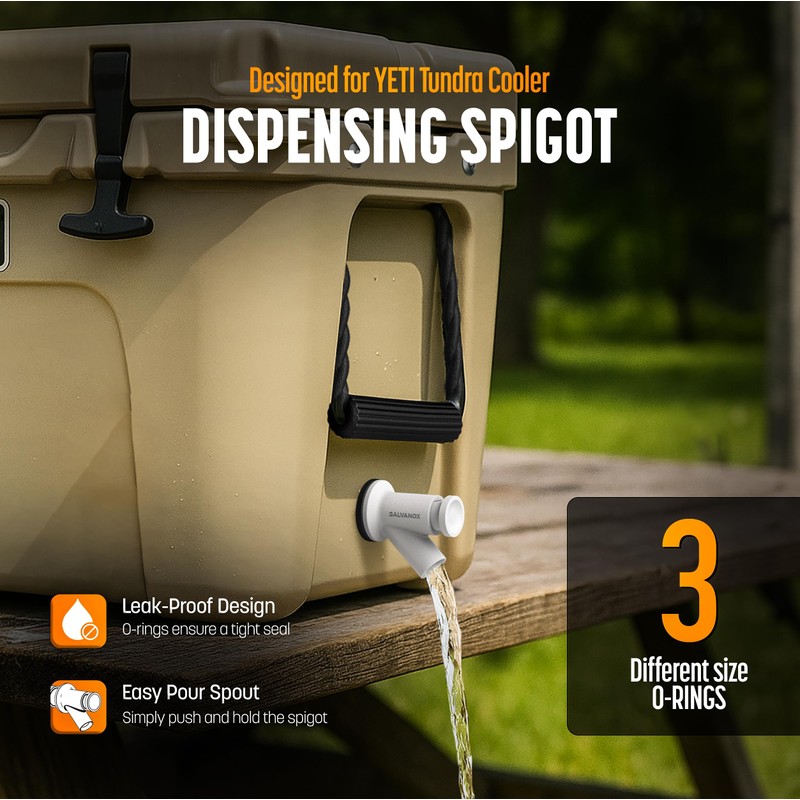 Galvanox Spigot Drain Plug Designed for Yeti Tundra Coolers and
