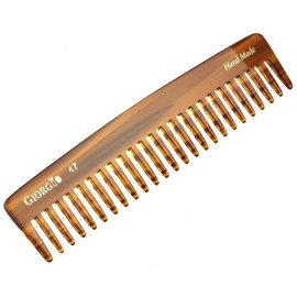 Giorgio G47 Large 6 Inch Hair Detangling Comb, Wide Teeth for Thick Curly Wavy Hair. Long Hair Detangler Comb For Wet and Dry. Handmade of Quality Cellulose, Saw-Cut, Hand Polished, Tortoise Shell