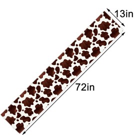 Linen Watercolor Cow Print Table Runner 72 Inches Long Cowhide Tablecloth Farm House Barnyard Animals Western Party Home Kitchen Table Decoration
