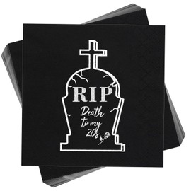 Death to My 20s Party Decorations Supplies 50 Pieces Napkins Rip to My 20s Birthday Party Black Party Tableware, 30th Birthday Black Funeral Party Supplies for My Youth Funny Thirtieth Birthday Party