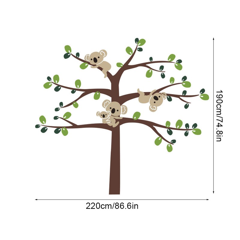 Cute Cartoon Koala and Tree Removable Wall Sticker Stylish Living