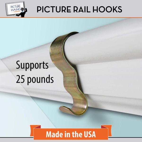 Molding Hooks - 10 Pack - Picture Rail Hangers -