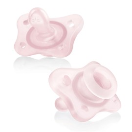 Chicco PhysioForma Mini chupete de una pieza 100% silicona suave para bebés de 0 a 2 meses, sin BPA y látex, estuche esterilizante reutilizable, color rosa, 2 unidades