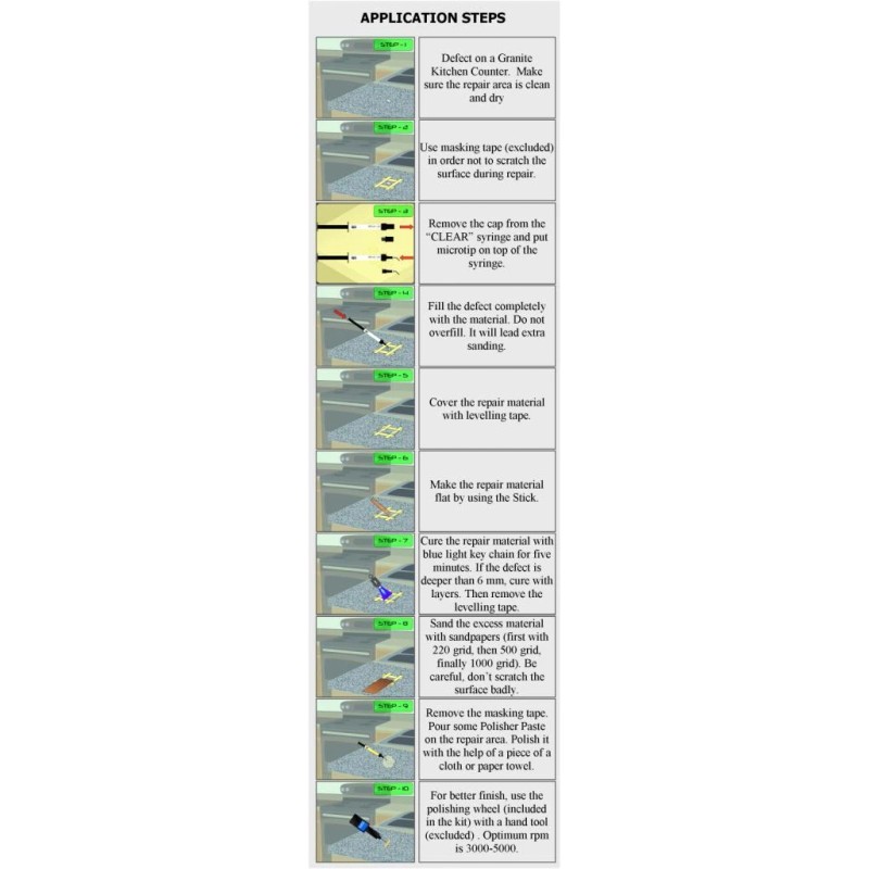 NNREPAIR GRANITE & MARBLE REPAIR KIT - CLC FLOW 2.0