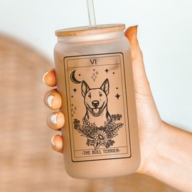 Dog Tarot Card Tumblers, dog mom tumbler,:_Bull terrier