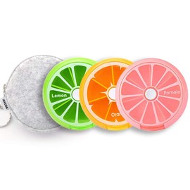 4PCS Weekly Pill Organizer 4PCS 7 Day 3 Times a Day INVODA Large Daily Pill Cases for Pills Vitamin Fish Oil Supplements Container (Group+Light Grey Bag)