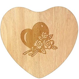 'Heart & Roses' Wooden Heart Shaped Chopping/Cutting Board (WB00064757)
