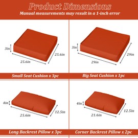 Pakunoda 9 Pack Patio Cushion Covers Outdoor Patio Cushions Covers Replacement Waterproof with Zipper for 5 Pcs Patio Furniture Set, Covers Only,Orange