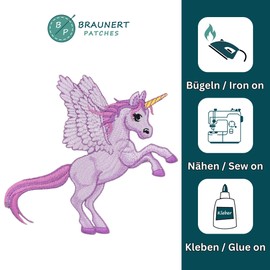 Pegasos Unicorn Wings Horse Purple Patch for Iron-On or Sew-On Iron-On Patch, Iron-On Patch, Iron-On Patch, Appliqué Patch, Size 12.0 x 11.0 cm