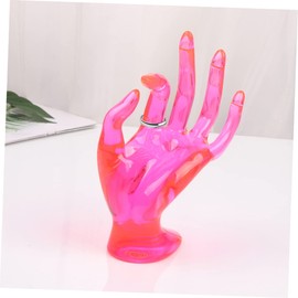 FOMIYES Plastic Ring Stand Holder Funky Name Holder Pink Home Shape Stand Hand Model for Jewelry Shaped Rings Finger Jewelry Rack Ok Palm Hand Model Cute Rack Adult Display Retro Pink