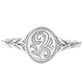 Jude Jewelers Stainless Steel Leaf Flower Signet Style Wedding Statement Promise Anniversary Engagement Ring, Metal, Cubic Zirconia