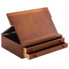 US Art Supply Walnut 2-Drawer Adjustable Wooden Storage Box with