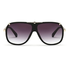 Freckles Mark 70s Italian Mob Boss Retro Square Sunglasses for Men Women Vintage Disco Sun Glasses (Matte Black