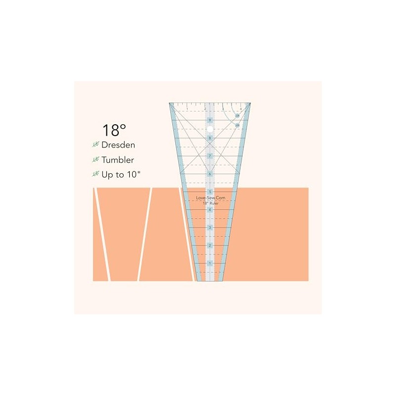 Dresden Ruler Love Sew (18 Degrees) – Acrylic Quilting Template