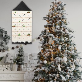 Ciieeo Christmas Advent Calendar with 24 Pockets Christmas Countdown Calendar Wall Hanging Bag for Home Xmas Countdown