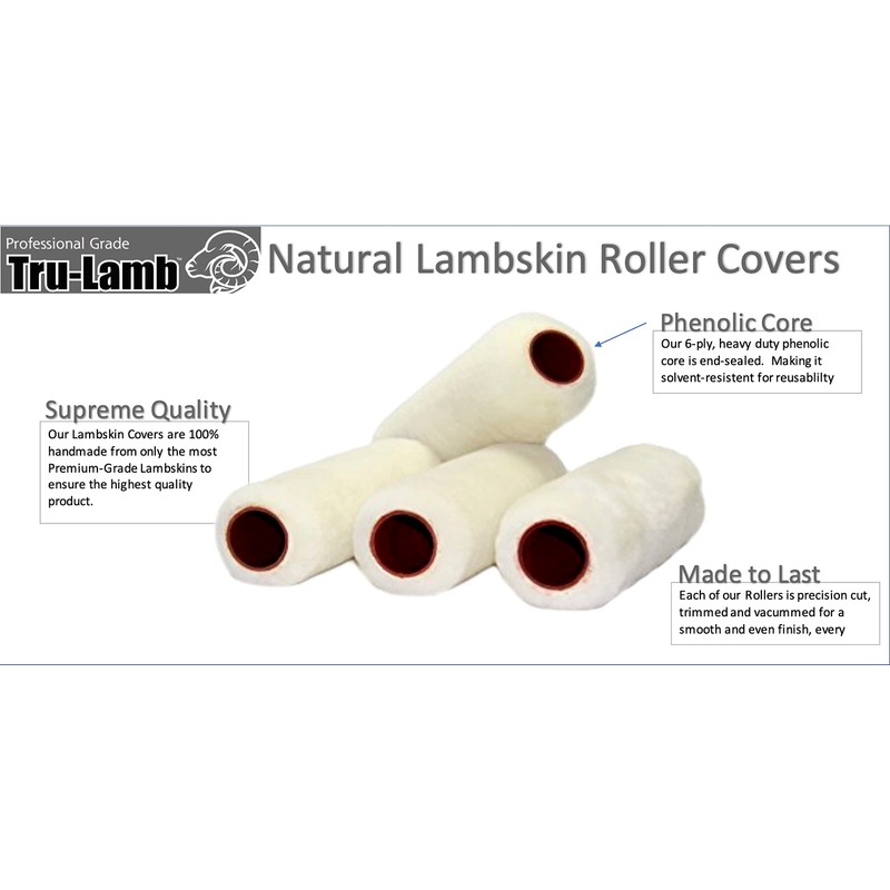 Tru-Lamb 9" Lambskin Paint Roller Covers – 100% Natural Lambswool