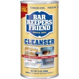 Bar Keepers Friend Powder Cleanser (12 oz - 4-pack) - Multipurpose Cleaner & Stain Remover - Bathroom, Kitchen & Outdoor Use - For Stainless Steel, Aluminum, Brass, Ceramic, Porcelain, Bronze and More
