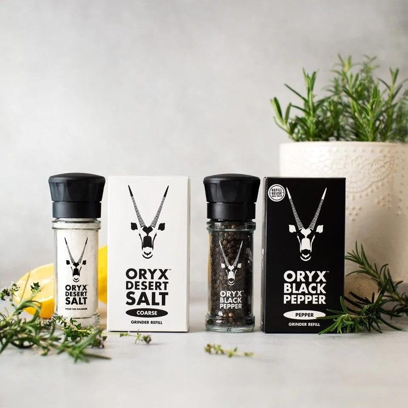 Oryx Desert Salt & Pepper Grinders with Refill Boxes Combo