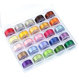 CleverDelights 25 Color Prewound Bobbins Set - Size A (Class 15) Bobbins - 75D/2 60WT Polyester Thread