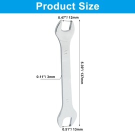 Hordion 12mm x 13mm Open End Wrench, Super Thin Metric Chrome Plated Steel Wrench for General Repairs Household Maintenance