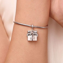 GNOCE Walking Dead Carl Grimes Charm Pendant 925 Sterling Silver Beads Charms for Women and Girls Jewellery Gift for Movie Fans, Silver, Cubic Zirconia