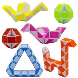 LENDOD 12 Pack 24 Blocks Mini Fidget Snake Cube Mini Twist Puzzle Cubes Magic Speed Cubes Toy for Kids Party Bag Fillers, Party Supplies