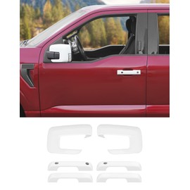 DSWSQ White Mirror Covers with Turn Signal Hole & Door Handle Trim for Ford F150 2021+