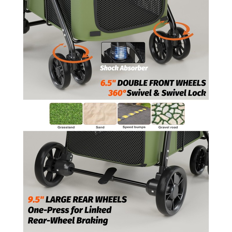 NUGUTIC Dog Stroller for Large & Medium Dogs Up to