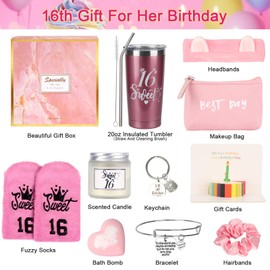 MACEVIA Sweet 16 Birthday Gifts for Girls - 10Pcs 16th Birthday Gift Basket for Daughter, Niece, Granddaughter, Friends, Sister | Unique Sweet 16 Birthday Gift Ideas