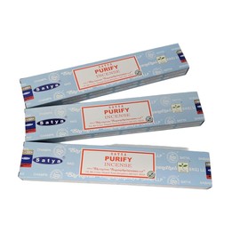 Satya Incense Sticks Mindfulness Series - Purify Relaxation 3 Pack Set (15g Each) with JRose Incense Burner – Ideal for Meditation Yoga & Calm