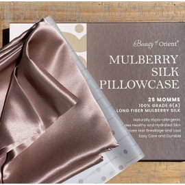 Beauty of Orient 25 Momme Premium Mulberry Pink Silk Pillowcase for Hair and Skin | Handcrafted Hypoallergenic & Anti-Acne Silk Pillow Cases with Zipper | Standard - 20" x 26", Ballerina