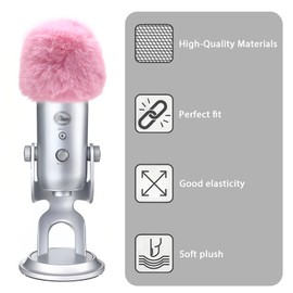 Musiin microphone windshield, fur cover, anti-foam cover, compatible with Blue Yeti microphone (pink)
