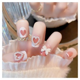 SEMTIM Nail Tips, 24 Pieces, Medium, Short, Round, False Nails, Medium Long, Popular, Japanese Style, Cute, Simple, Fashionable, Coming of Age Ceremonies, School Entrance Ceremonies, Graduation Ceremonies, Weddings, Giving Nail Tips (X50)