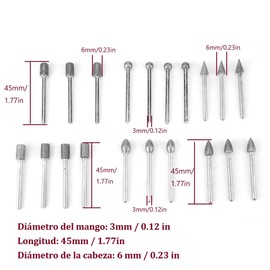 Broca de Pulido de Diamante, 20pcs Fresas Carburo Giratorias de Punto Pulido, Juego Broca Diamante para Herramienta Rotativa Eléctrica para Piedra Joyas Cerámica Vidrio, Tallar Pulido Grabar Rebabas