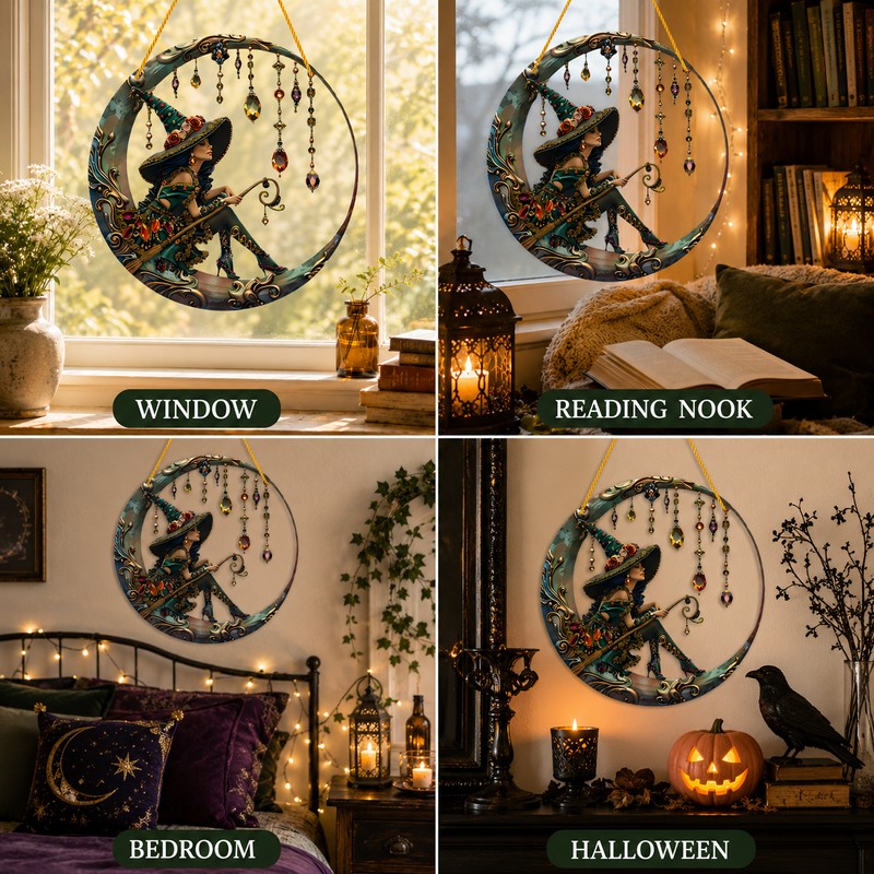 Witch Moon Window Hanging Decor for Home – 8 Inch